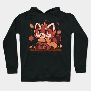 Fallen Leaves Red Panda Hoodie